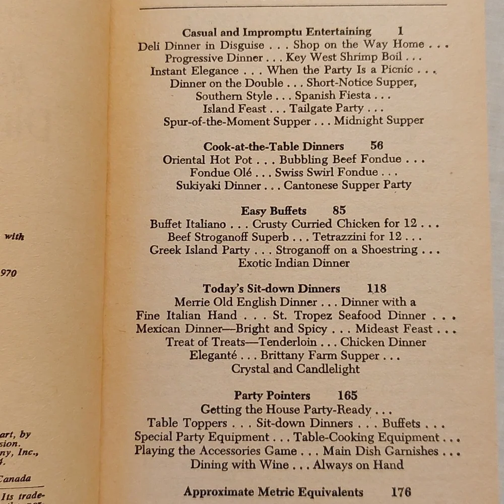 Vintage 1975 Betty Crocker Dinner Parties Cookbook